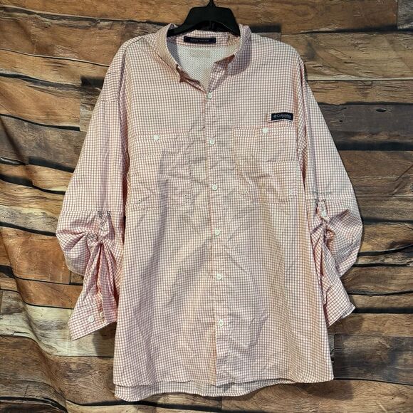 Columbia PFG Super Tamiami 2XL? Vented Fishing LS Button Up Shirt Red Check - Picture 1 of 10